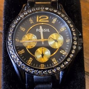 Fossil Black and Gold Chronograph Watch